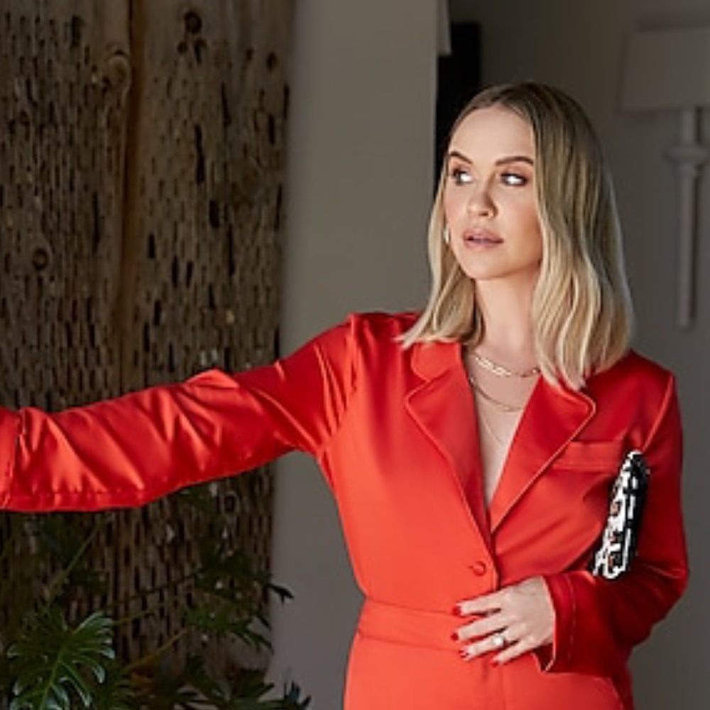 Express x Lady Gang Red Satin Button Down NWT